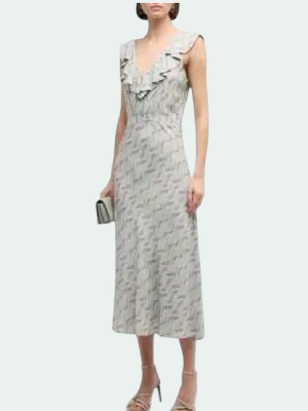 Paige Shona Midi Dress Sage Green Floral Print Size 4